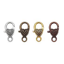 Tibetan Style Alloy Heart Lobster Claw Clasps