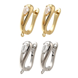 Покрытие стойки латунь микропаве фианит серьги обручи, долговечный, без свинца и без кадмия, с петлей