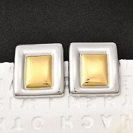 304 из нержавеющей стали серьги, двухцветный квадрат, вакуумное покрытие pvd