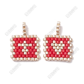 2pcs modèle de métier à tisser à graines de rocailles rondes miyuki fait à la main, pendentifs de rectangle