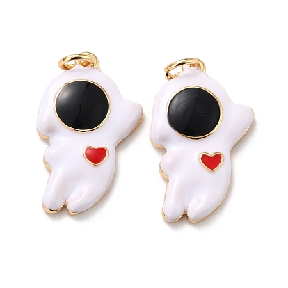 Eco-friendly Brass Enamel Pendants, Long-Lasting Plated, Real 18K Gold Plated, Cadmium Free & Lead Free, Astronaut