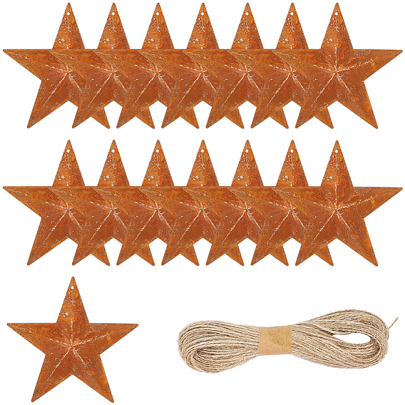 Звездная ржавчина железо большие подвески, с джутовым шнуром