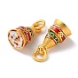 Rack Plating Alloy Enamel Charms, with Jump Ring, Cadmium Free & Lead Free, Cone, Matte Gold Color