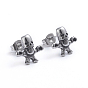 Retro 304 Stainless Steel Stud Earrings, with Ear Nuts, Zombie