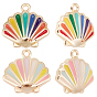 16 шт. 2 цвета латунные эмалевые подвески, без никеля , форма морского гребешка, реальный 18 k позолоченный