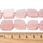 Natural Rose Quartz Beads Strands, with Seed Beads, Faceted Rectangle