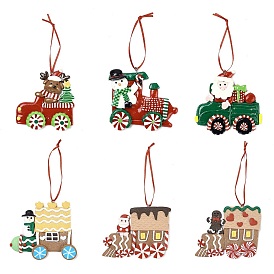 Christmas Car Handmade Polymer Clay Pendant Decorations, for Christmas Tree Wall Door Hanging Ornaments