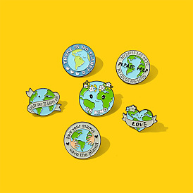 Earth-friendly Green Round Metal Pin Badge for Environmental Awareness