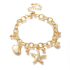 Starfish & Shell Shape & Fish Brass Charm Bracelets