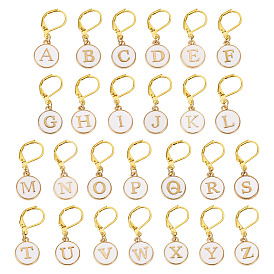 26 шт. плоские круглые с буквой a~z сплав эмалированные подвески-маркеры для фиксации стежков, с накладками из латуни