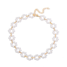 Ожерелья-чокеры из сплава и искусственного жемчуга для свадебных украшений, кремово-белые