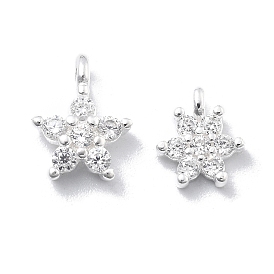 925 подвески-звездочки из стерлингового серебра с микропаве из прозрачных кубических цирконий, с печатью 925