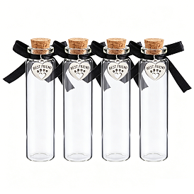 4 Pièces de bouteilles à vœux en verre et liège, avec des pendentifs en alliage, colonne