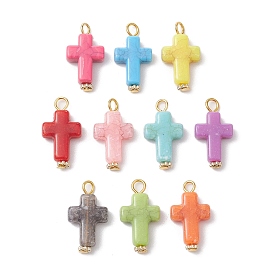 Acrylic Pendants, with CCB Plastic Spacer Beads and Iron Flat Head Pins, Cross