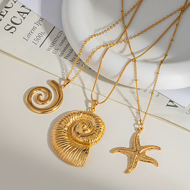 Ожерелья из нержавеющей стали с подвеской в виде морской звезды для женщин, реальный 18 k позолоченный