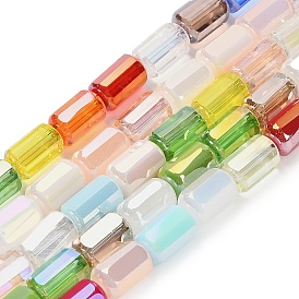 Гальванические стеклянные бусины, колонка, граненые