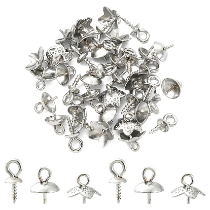 45 шт. 3 стили нержавеющая сталь чашечка жемчужные штифты булавки подвески, за половину пробурено бисера