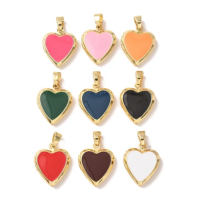 Латунь эмаль Locket подвески, сердце прелести, золотые
