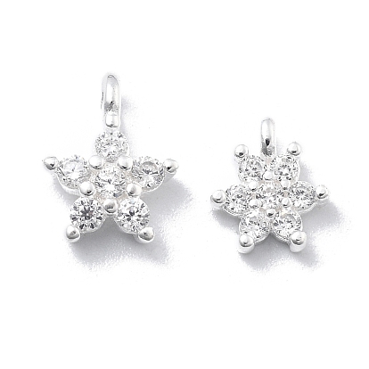 925 подвески-звездочки из стерлингового серебра с микропаве из прозрачных кубических цирконий, с печатью 925