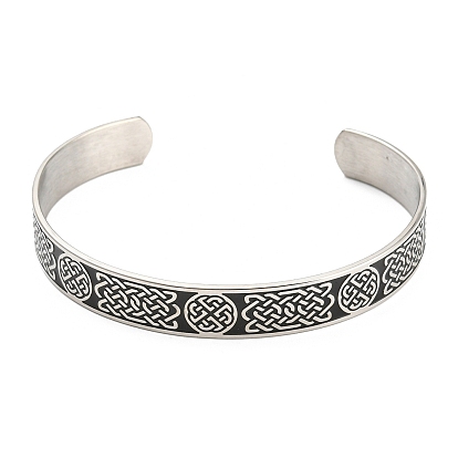 304 Stainless Steel Open Cuff Bangles, Witch Knot