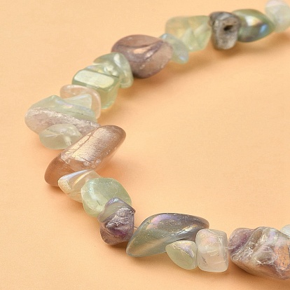 Electroplated Natural Fluorite Beads Strands, AB Color Plated, Chip