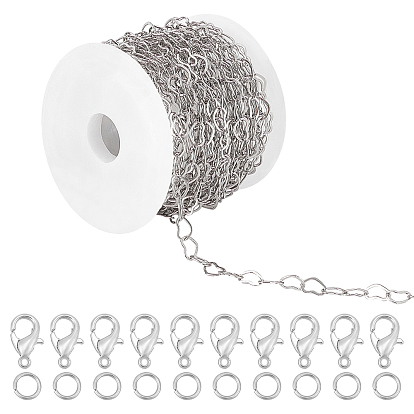 5 латунные цепи ручной работы Yard Heart, с 20 шт. латунными прыжковыми кольцами и 10 шт. застежками-клешнями из цинкового сплава, для изготовления наборов цепочек своими руками