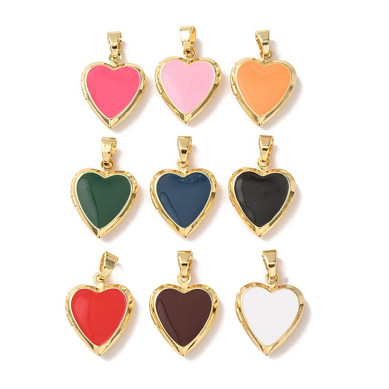 Латунь эмаль Locket подвески, сердце прелести, золотые