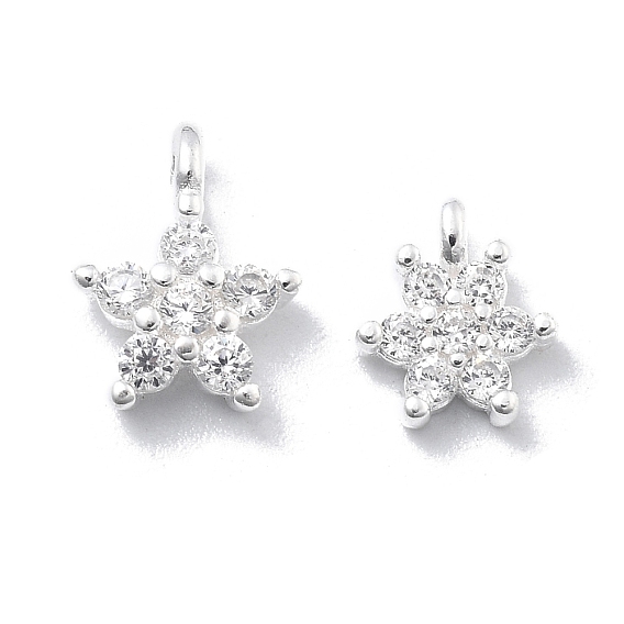 925 подвески-звездочки из стерлингового серебра с микропаве из прозрачных кубических цирконий, с печатью 925