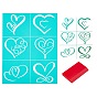 2Pcs Heart Pattern Self-Adhesive Silk Screen Printing Stencil, and TPU Scraper