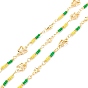 Handmade Brass Star & Butterfly Link Chain, with Brass & Glass Beads, Long-Lasting Plated, Soldered, with Spool, Golden