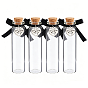 4Pcs Glass Cork Wishing Bottles, with Alloy Pendants, Column