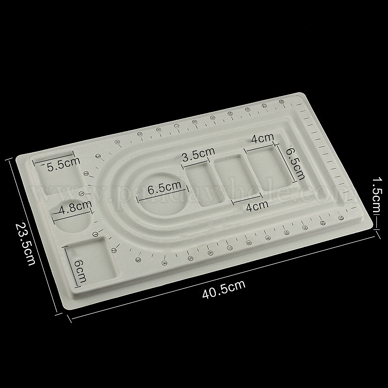 China Factory PE and Flocking Bead Design Boards, Necklace Design Board,  with Graduated Measurements, DIY Beading Jewelry Making Tray, Rectangle  40.5x23.5x1.5cm in bulk online 