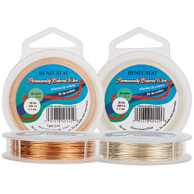 BENECREAT 2 Rolls 2 Colors Copper Craft Wire, Light Gold & Silver
