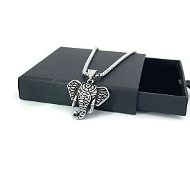 Винтажные ожерелья из нержавеющей стали со слоном для мужчин