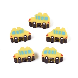 Handmade Polymer Clay Beads, School Bus