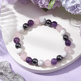 Natural & Synthetic Mixed Gemstone Beads Thread Stretch Bracelets for Women