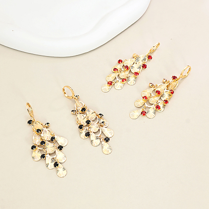 Серьги-кольца с кисточками в форме капли из латуни, реальный 18 k позолоченный, со стразами