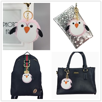 Cute Penguin Fur Ball Keychain Pendant Cartoon Penguin Keyring Bag Charm