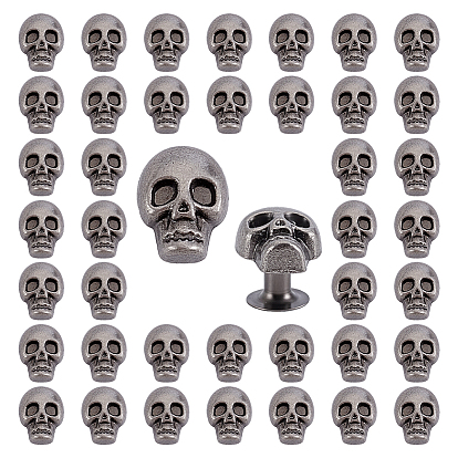 80 Stück Halloween-Totenkopf-Kollisionsnieten aus Zinklegierung, Halbhohlniet, für Gürtel, Kleidung, Handtasche, Handtasche, Leder, Bastelarbeiten, handgefertigte Accessoires