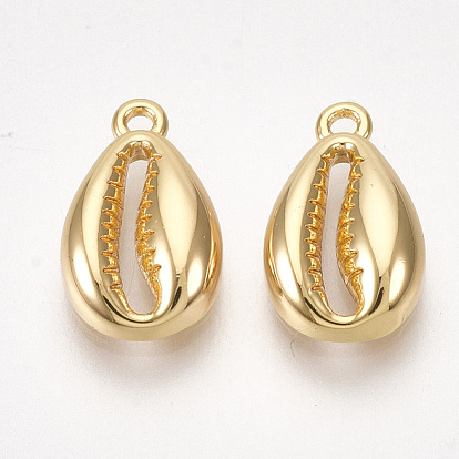 Brass Charms, Cowrie Shell Shape, Nickel Free