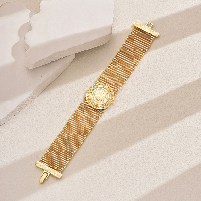 Браслеты из железной сетки и цепочек для женщин, плоский круг со скульптурной фигурой