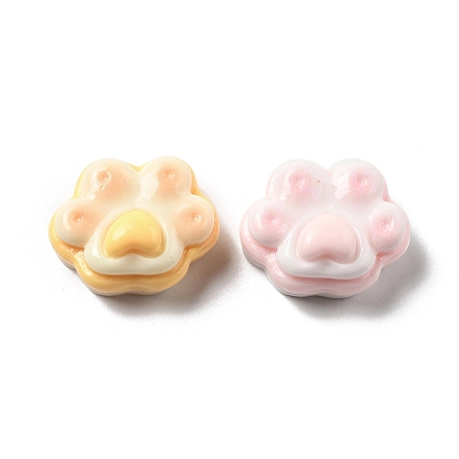 Непрозрачные кабошоны из смолы, отпечаток лапы