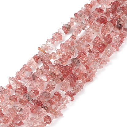 Natural Strawberry Quartz Chip Bead Strands, 5~8x5~8mm, Hole: 1mm, about 31.5 inch