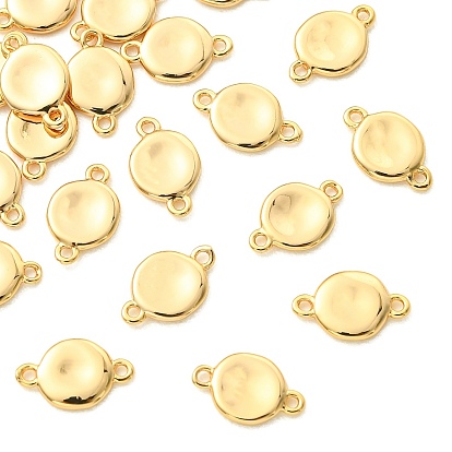 SHEGRACE Brass Connector Charms, Flat Round Links, Cadmium Free & Lead Free & Nickel Free