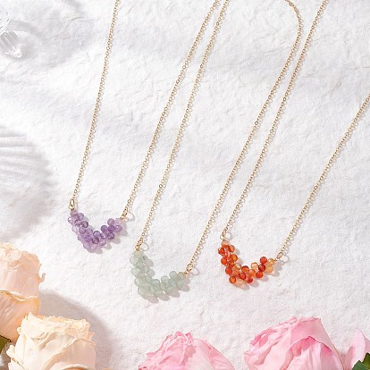 Натуральный драгоценный камень ограненный круглый бисер стрела кулон латунный кабель цепь ожерелья, золотые