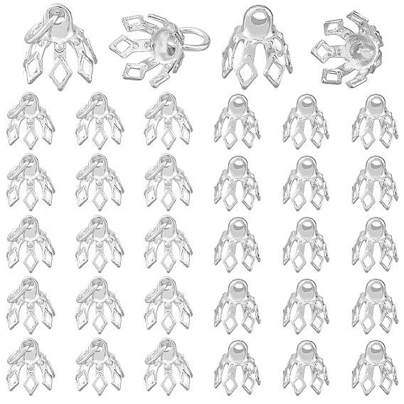 80шт 2 стиль латунные филигранные бусины колпачки скобы, цветок, 7-лепесток