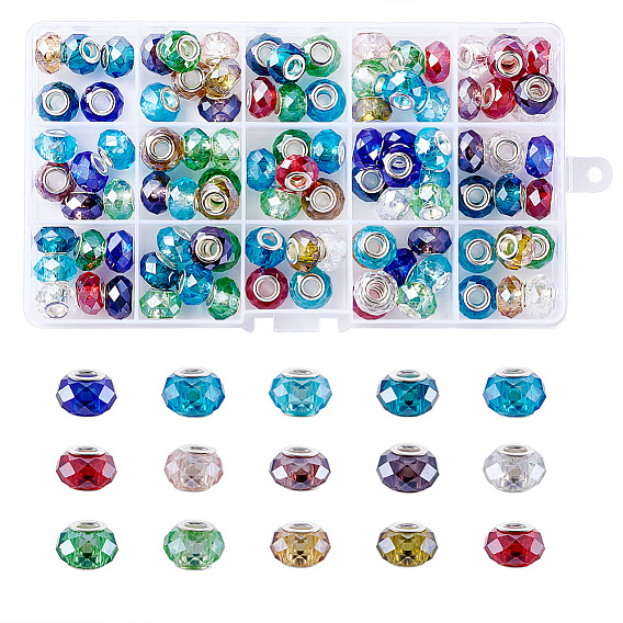 Стеклянные шампала бусины, бусины с большим отверстием, с латунным стержнем