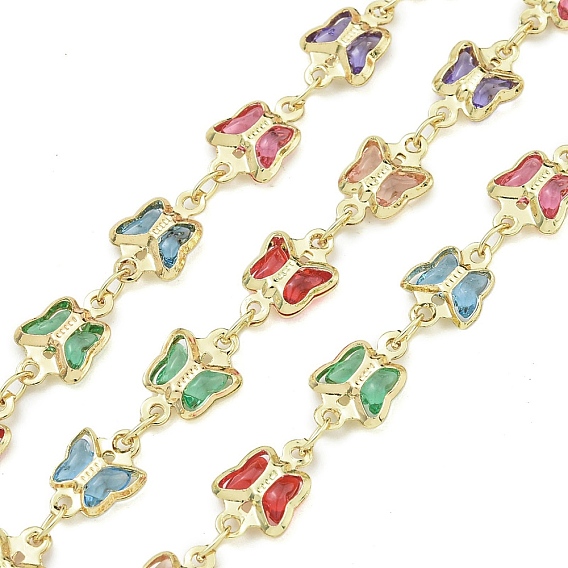 Цепи латуни, со стеклянными ссылками, без кадмия, без никеля и без свинца, бабочка, пайки, с катушкой