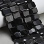Нити бусин из натурального серебряного обсидиана, прямоугольные, граненые