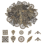 120Pcs 10 Styles Iron Filigree Joiners, Square Rhombus Triangle, Mixed Shapes, Etched Metal Embellishments